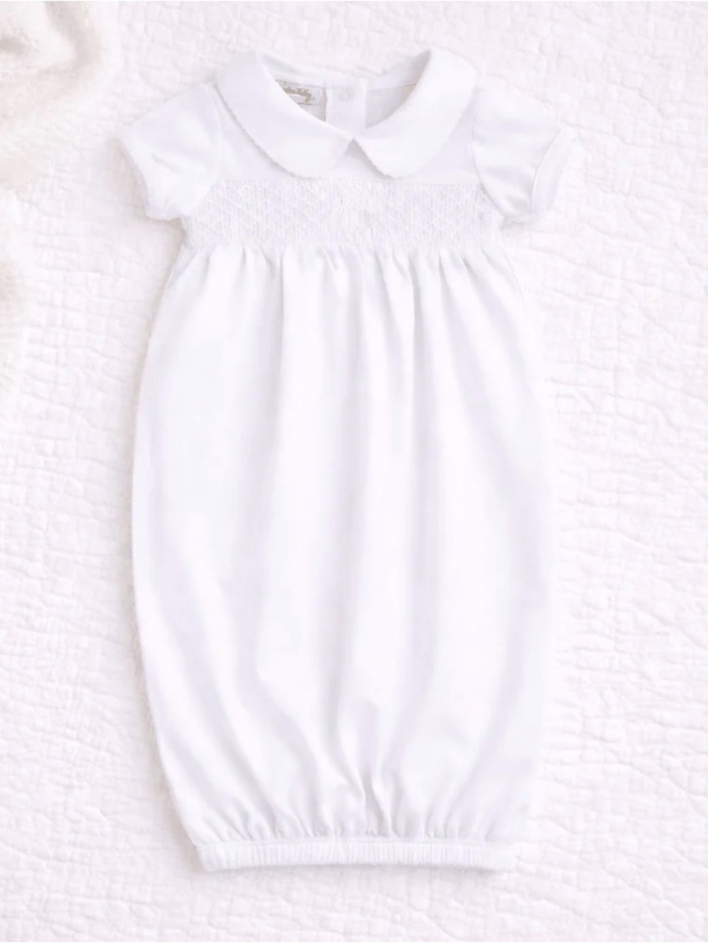 Blessed Smocked Short Sleeve Gown - White (unisex)